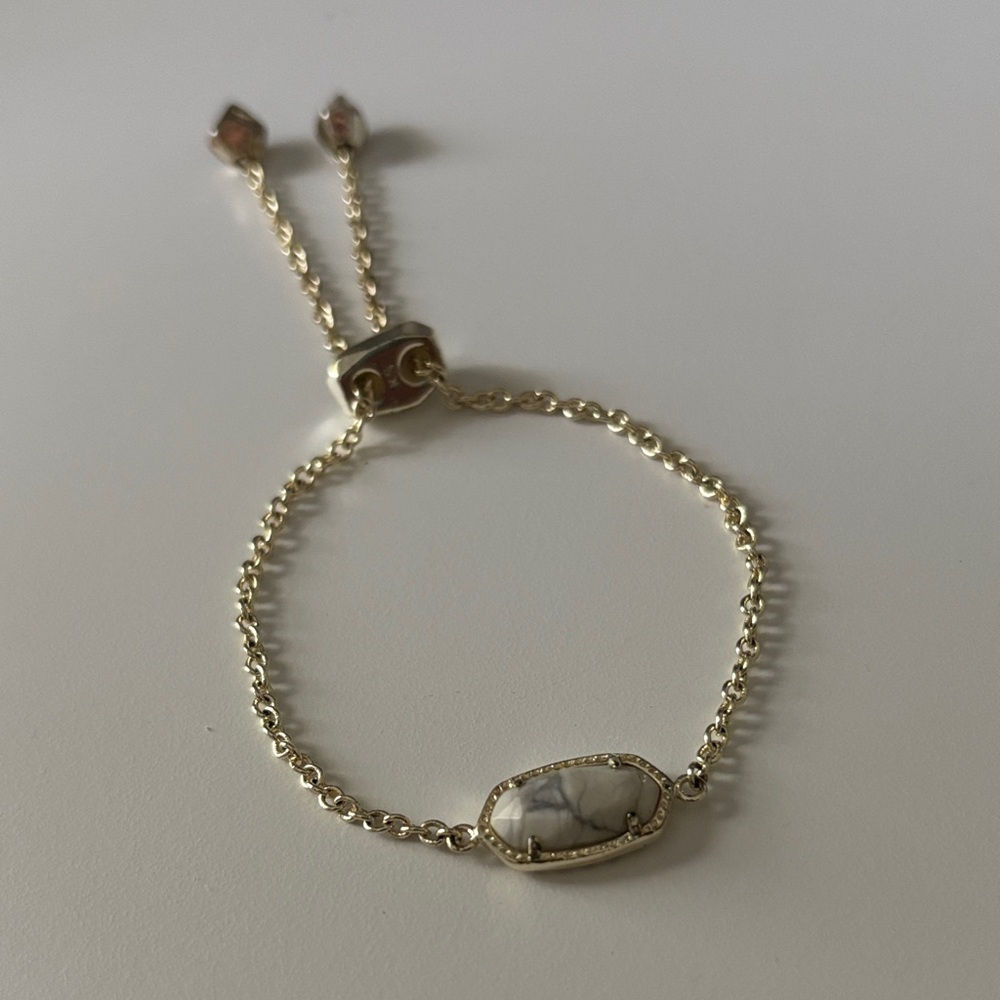 Kendra Scott, Gold and Marbled White Stone Adjustable Bracelet